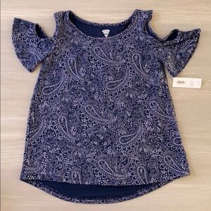 Old Navy NWT Girls Cold Shoulder Paisley Top